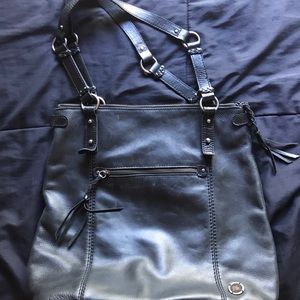 Black leather tote